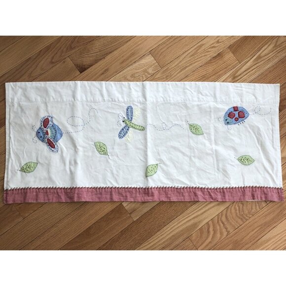 Kids White Cotton Embroidered Valance With Ladybug & Dragonfly Pattern - Picture 1 of 11